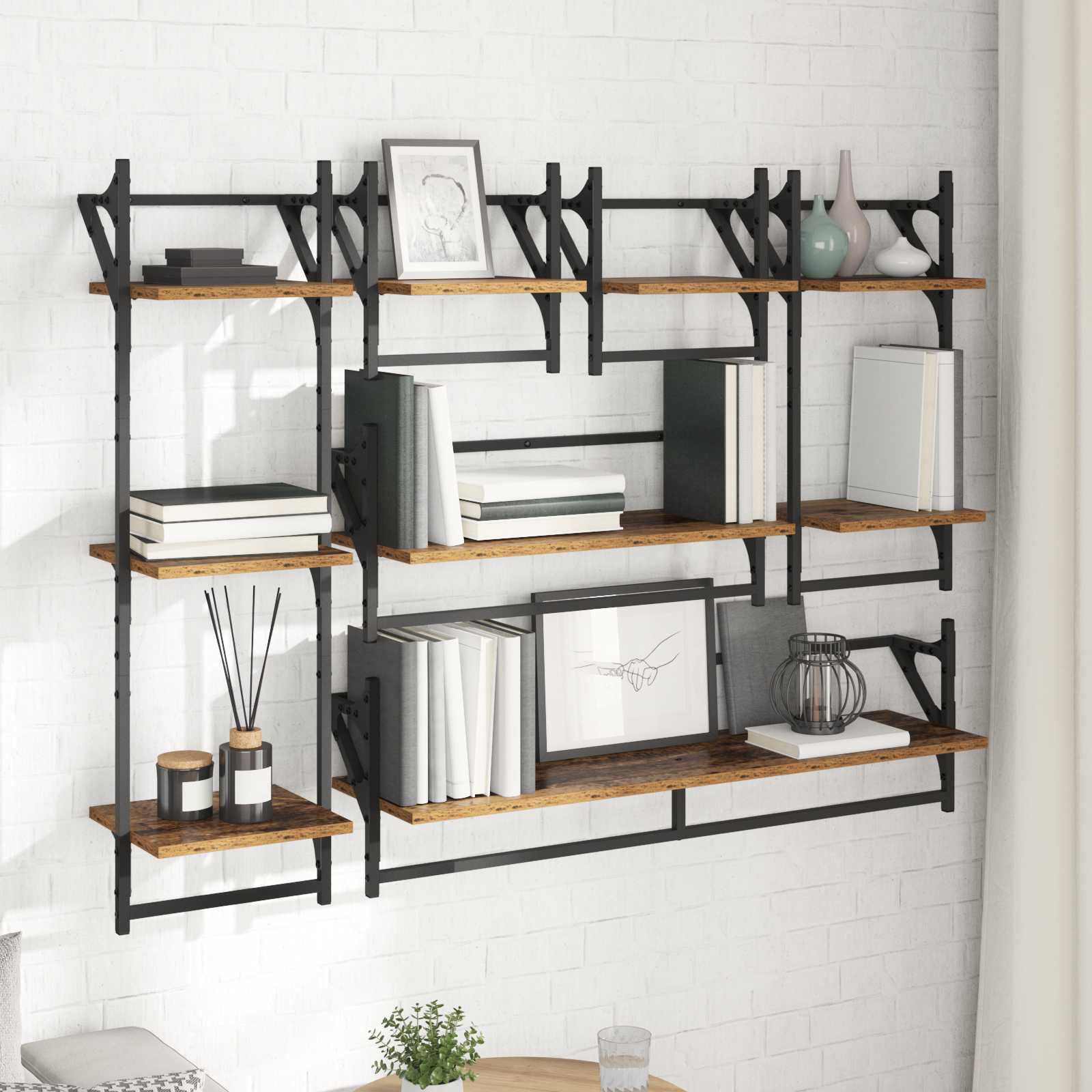 Wandregal-Set 6 stk. Altholz 100 x 25 x 30 cm Holzwerkstoff
