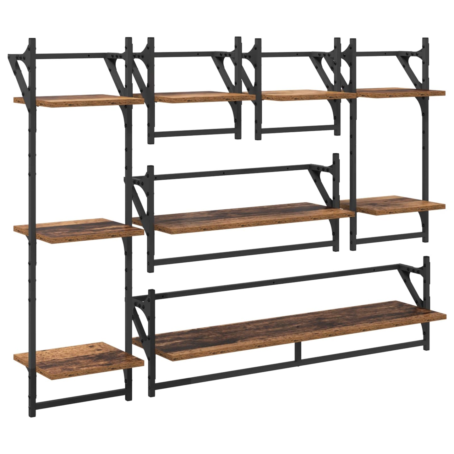 Wandregal-Set 6 stk. Altholz 100 x 25 x 30 cm Holzwerkstoff