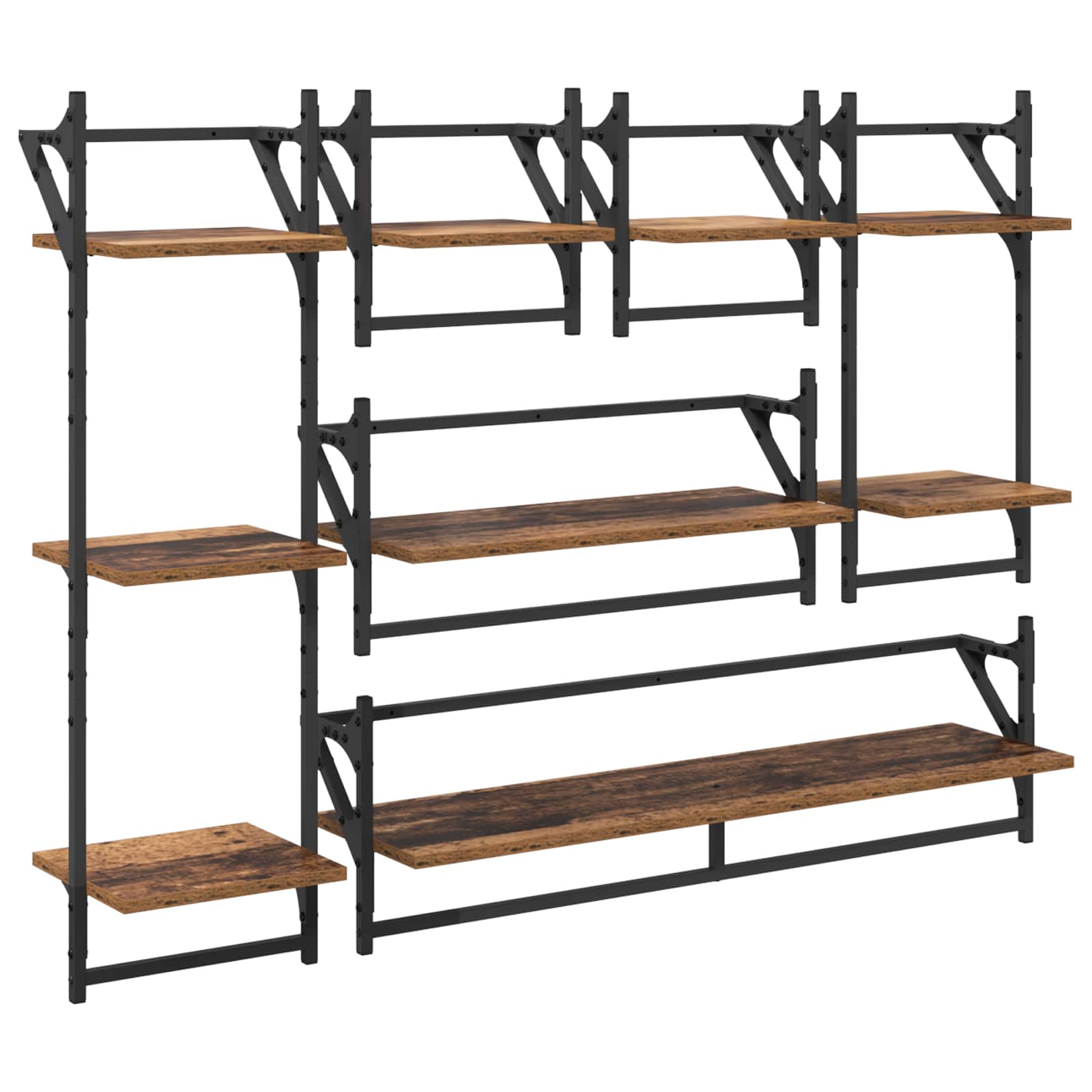 Wandregal-Set 6 stk. Altholz 100 x 25 x 30 cm Holzwerkstoff