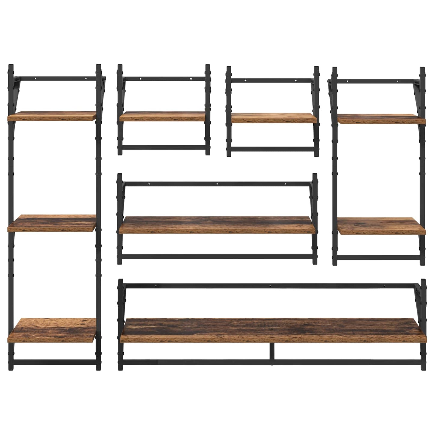 Wandregal-Set 6 stk. Altholz 100 x 25 x 30 cm Holzwerkstoff