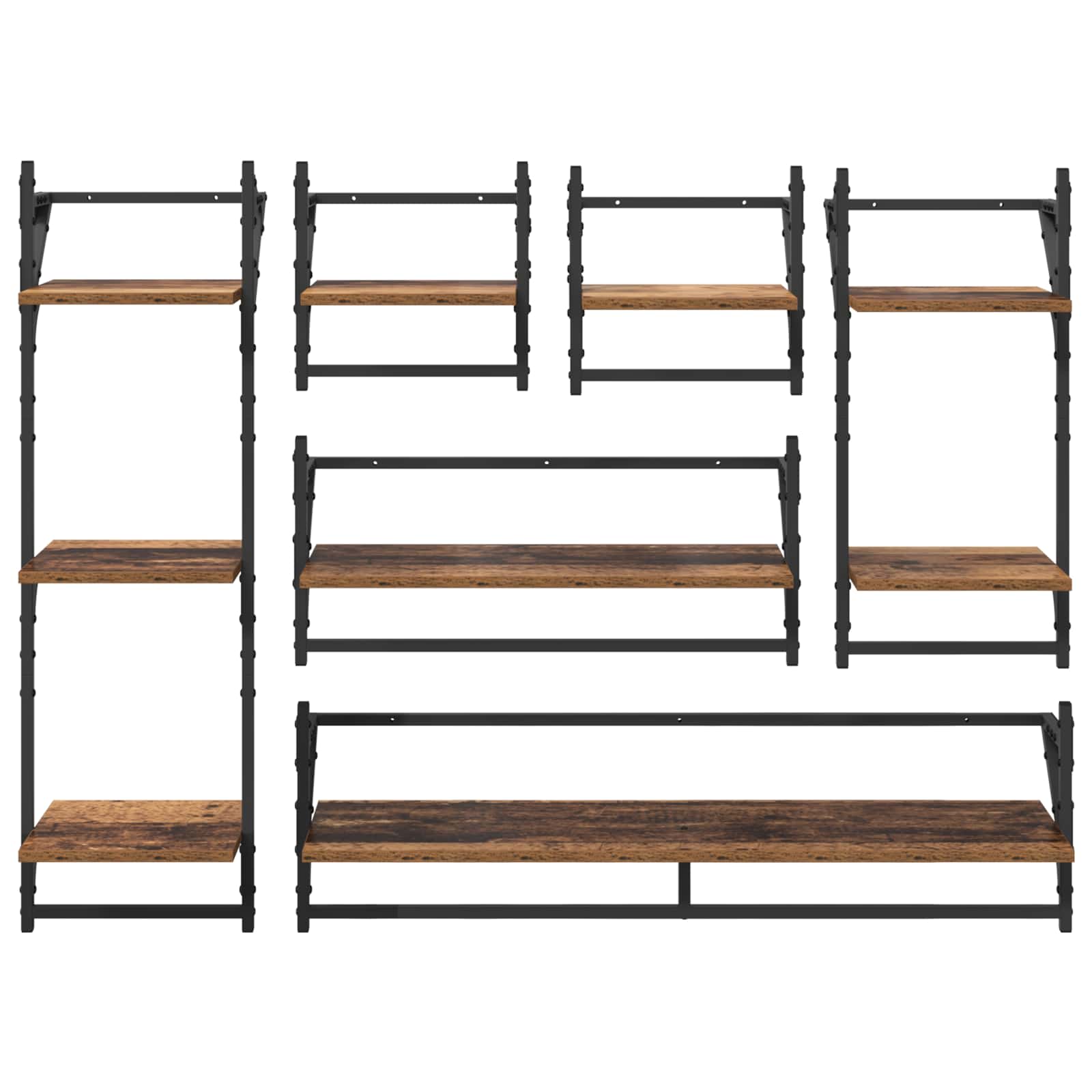 Wandregal-Set 6 stk. Altholz 100 x 25 x 30 cm Holzwerkstoff