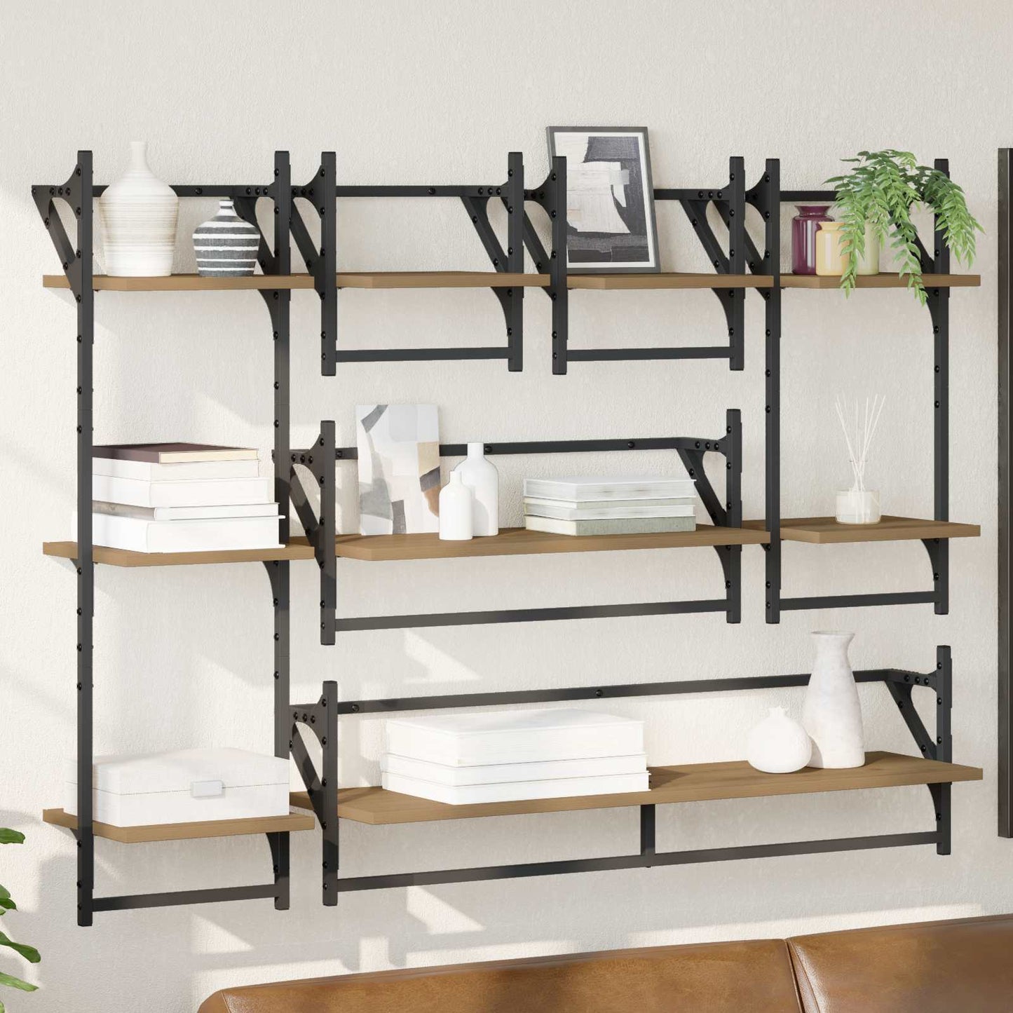 Wandregal-Set 6 stk. Artisan-Eiche 100 x 25 x 30 cm