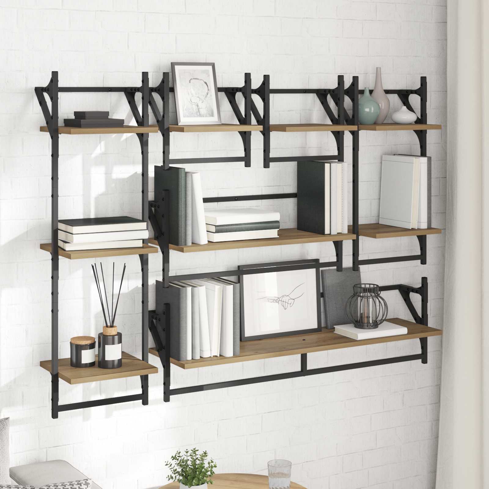 Wandregal-Set 6 stk. Artisan-Eiche 100 x 25 x 30 cm