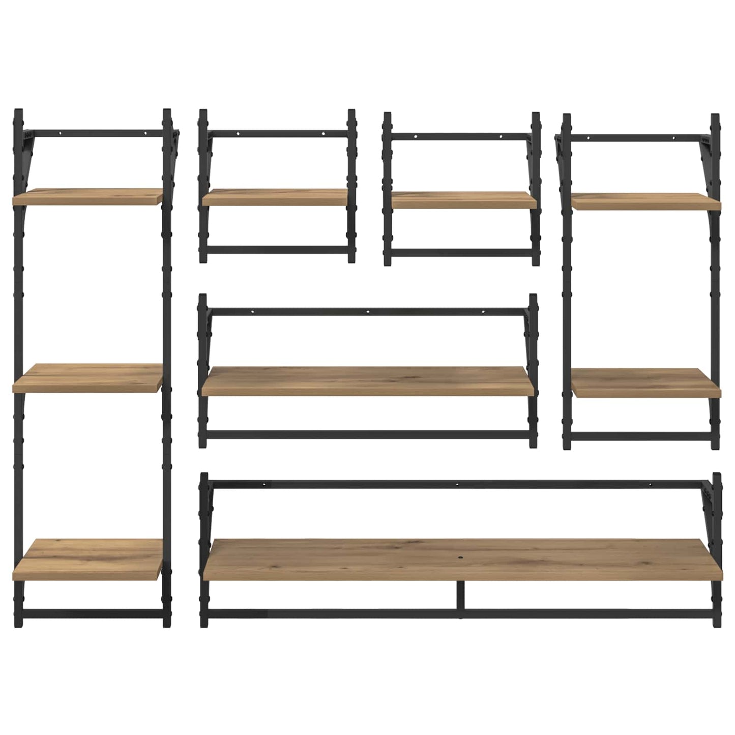 Wandregal-Set 6 stk. Artisan-Eiche 100 x 25 x 30 cm