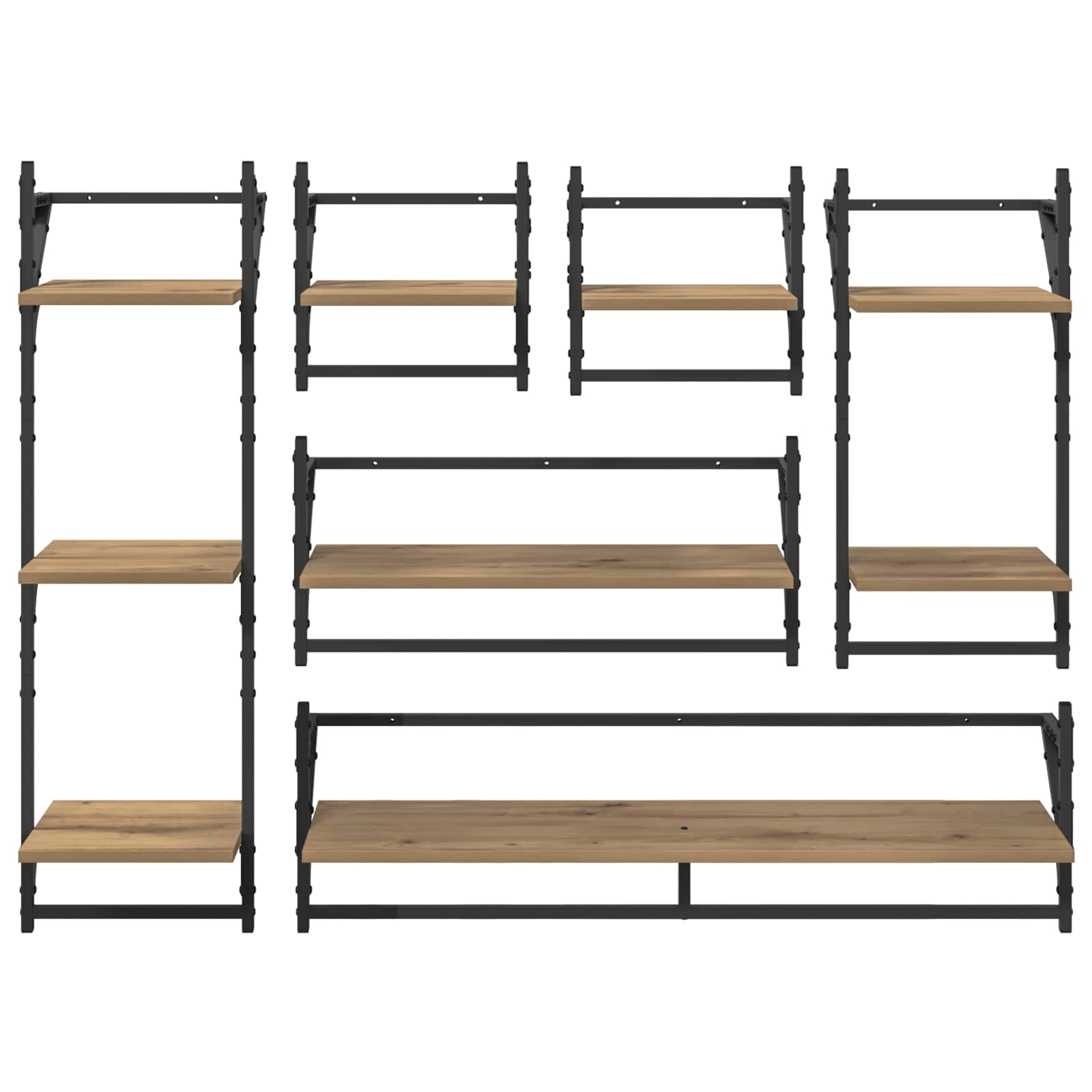 Wandregal-Set 6 stk. Artisan-Eiche 100 x 25 x 30 cm
