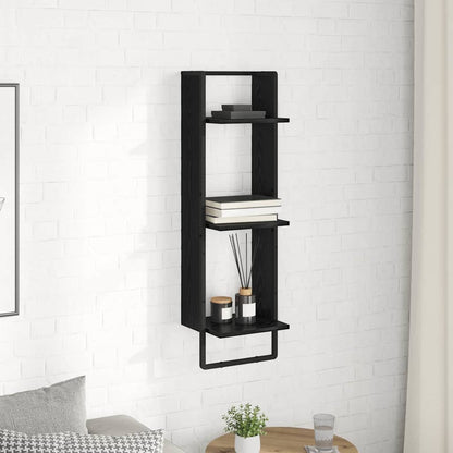 Wandregal Wandhalterung Schwarz Eichen-Optik 30 x 25 x 100 cm