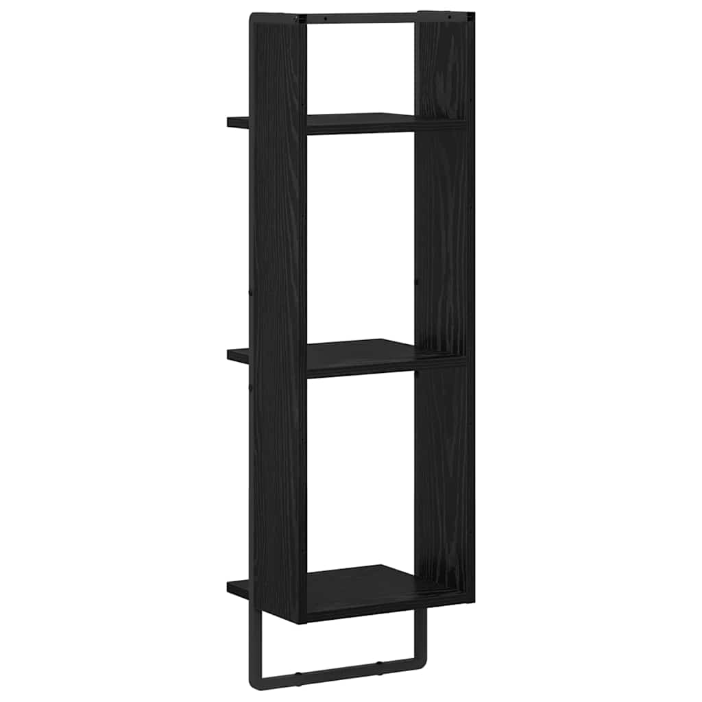 Wandregal Wandhalterung Schwarz Eichen-Optik 30 x 25 x 100 cm