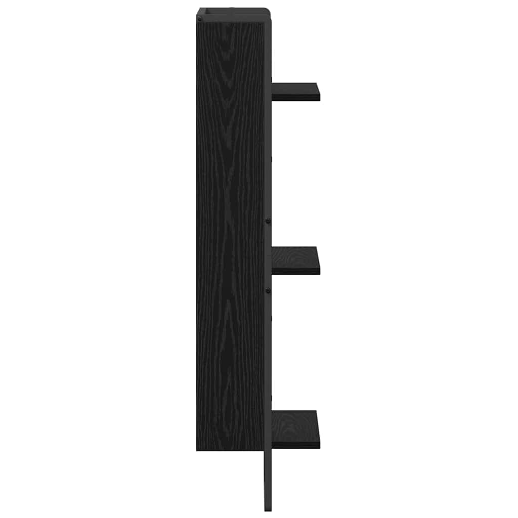 Wandregal Wandhalterung Schwarz Eichen-Optik 30 x 25 x 100 cm