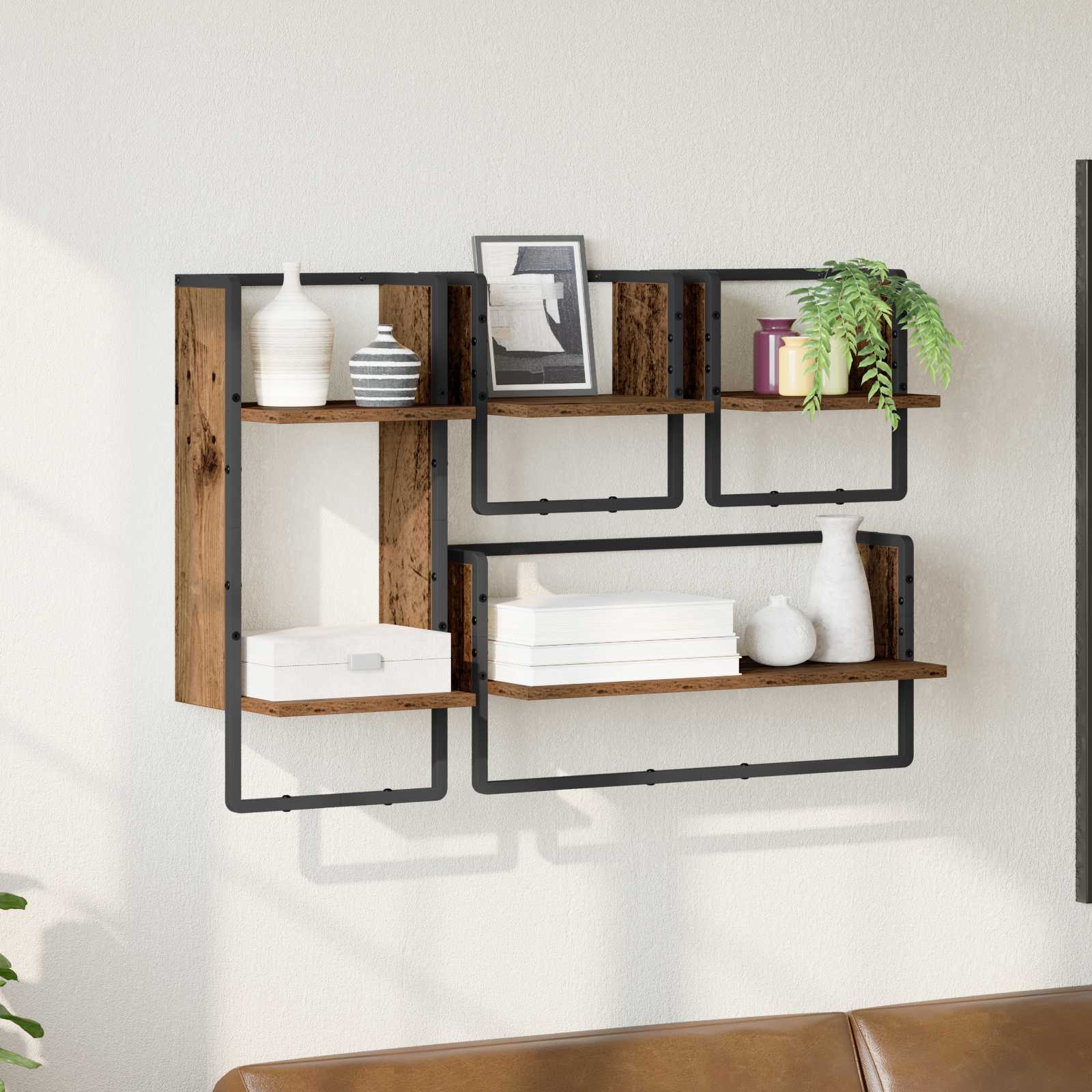 Wandregal-Set 4 stk. Altholz 65 x 25 x 30 cm Holzwerkstoff