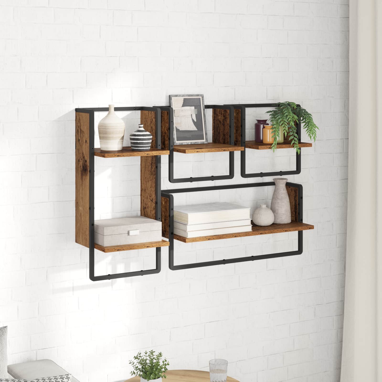 Wandregal-Set 4 stk. Altholz 65 x 25 x 30 cm Holzwerkstoff