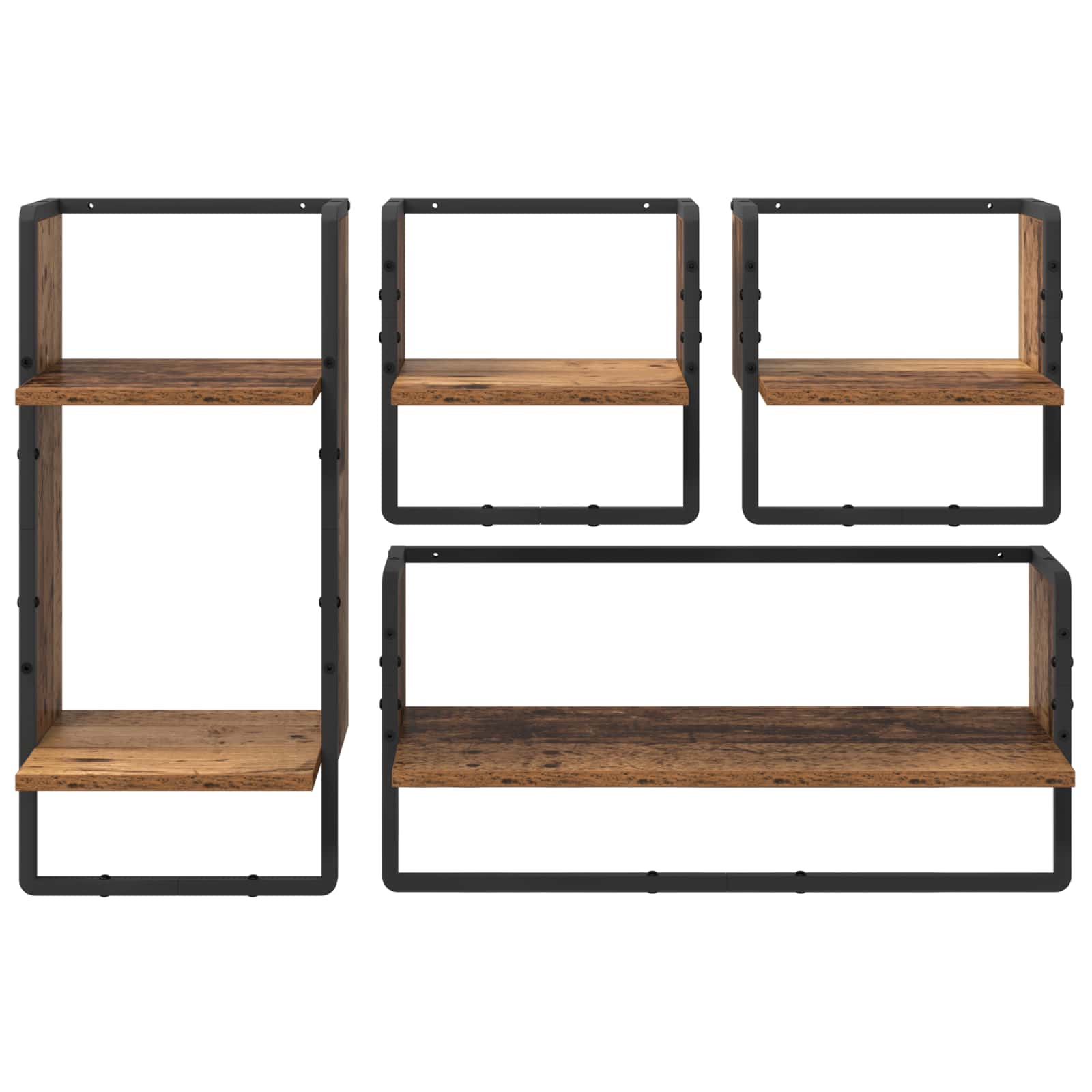 Wandregal-Set 4 stk. Altholz 65 x 25 x 30 cm Holzwerkstoff