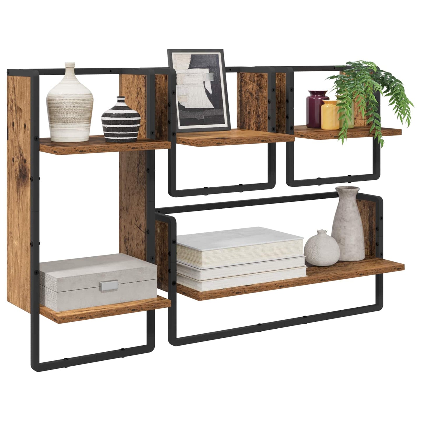Wandregal-Set 4 stk. Altholz 65 x 25 x 30 cm Holzwerkstoff