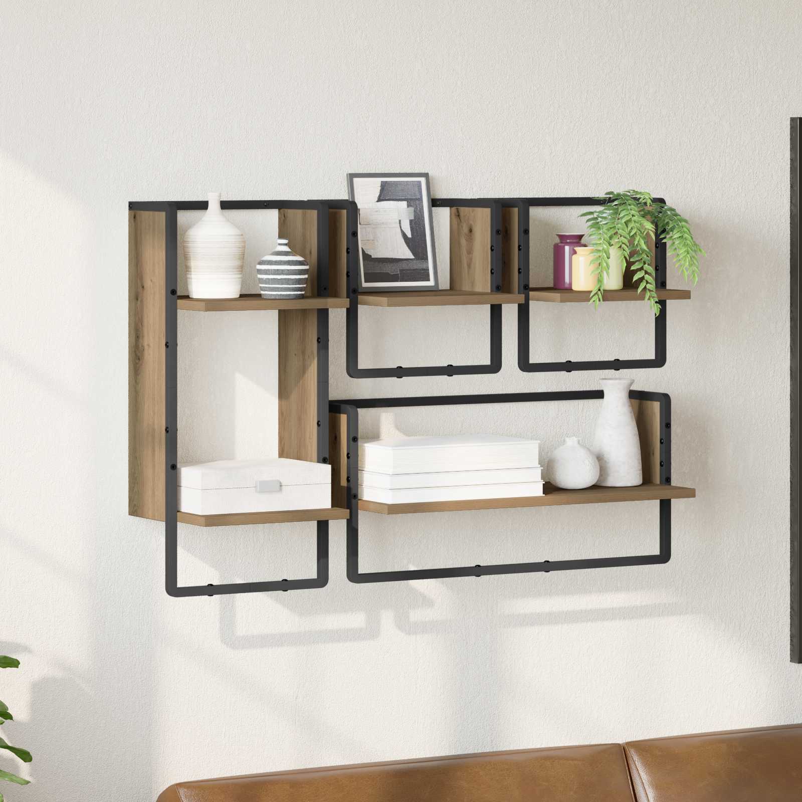 Wandregal-Set 4 stk. Artisan-Eiche 65 x 25 x 30 cm