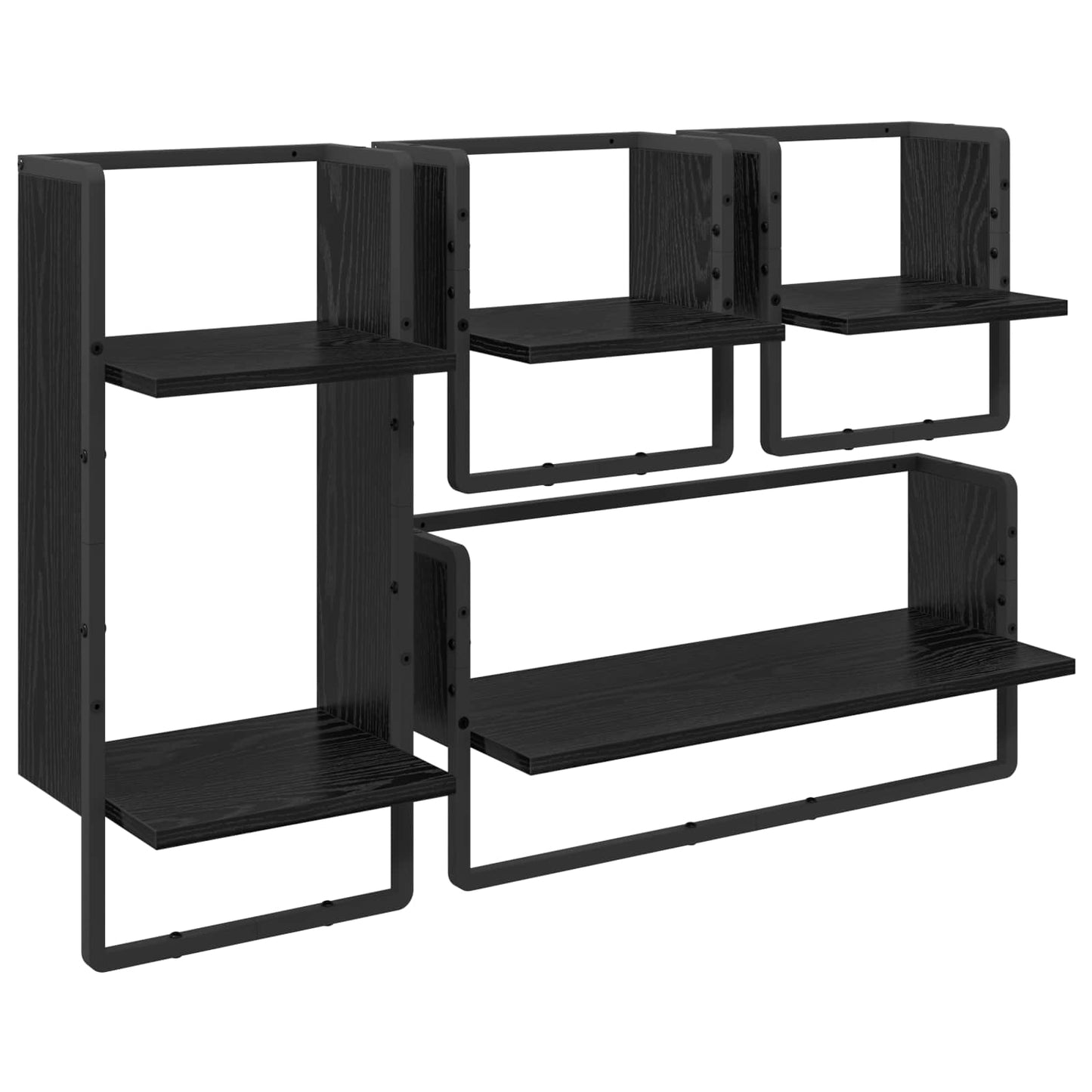 Wandregal-Set 4 stk. Schwarz Eichen-Optik 65 x 25 x 30 cm