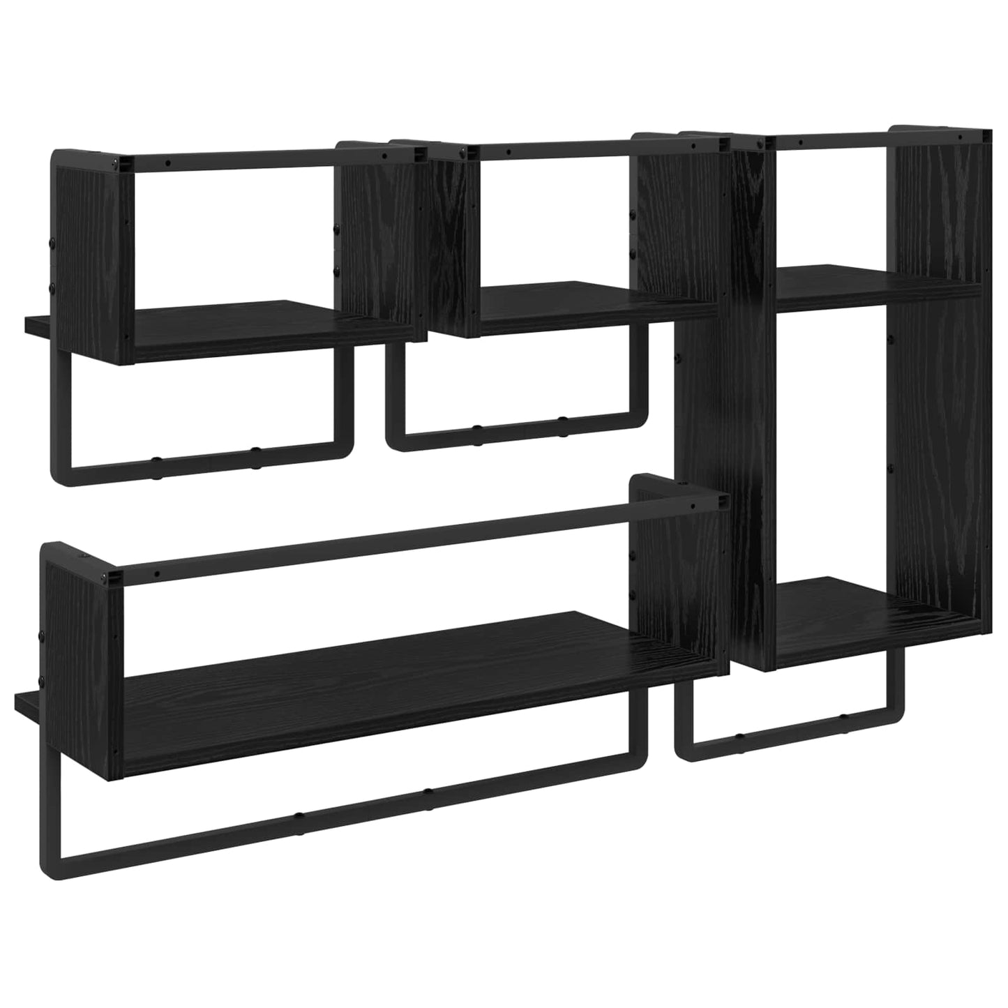 Wandregal-Set 4 stk. Schwarz Eichen-Optik 65 x 25 x 30 cm