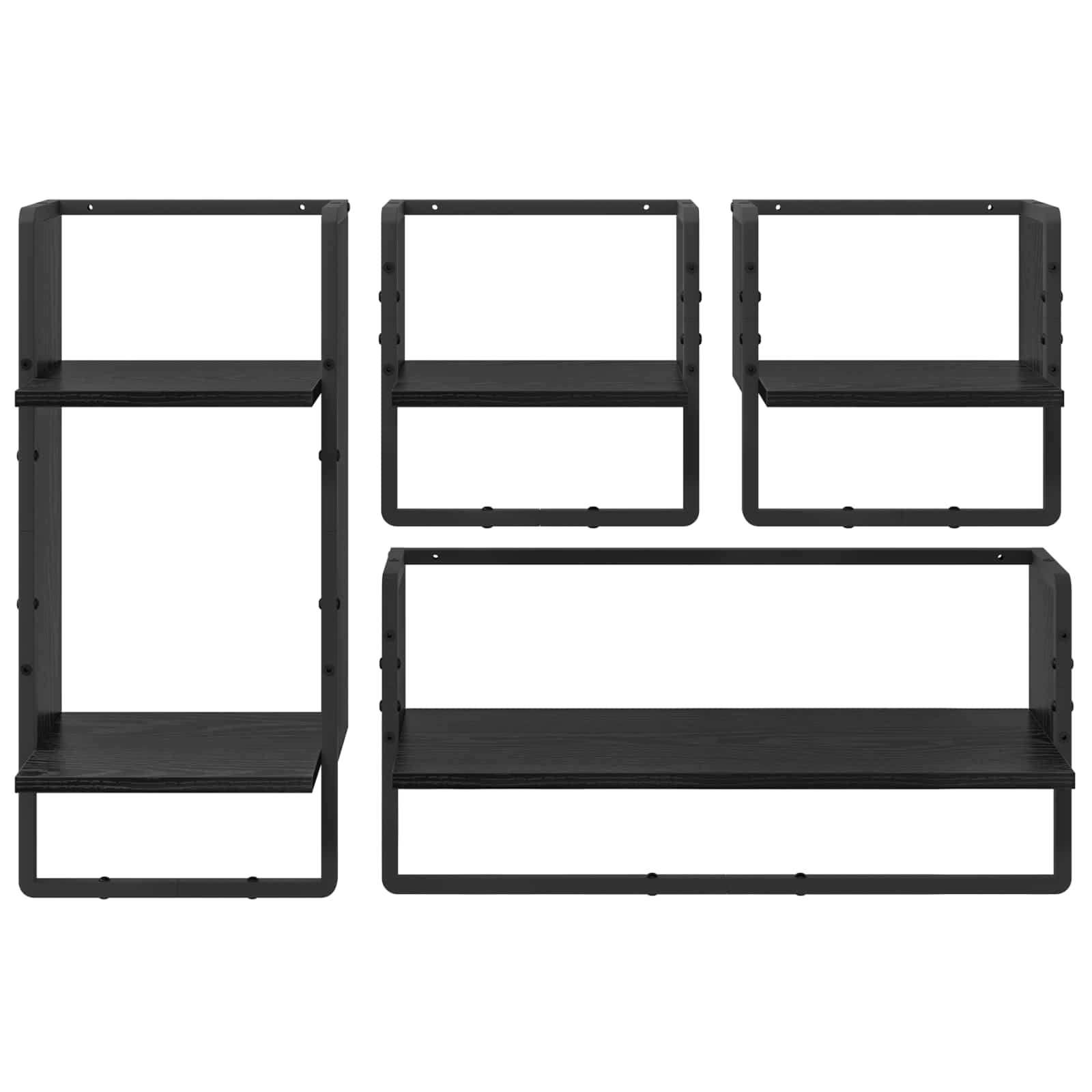 Wandregal-Set 4 stk. Schwarz Eichen-Optik 65 x 25 x 30 cm