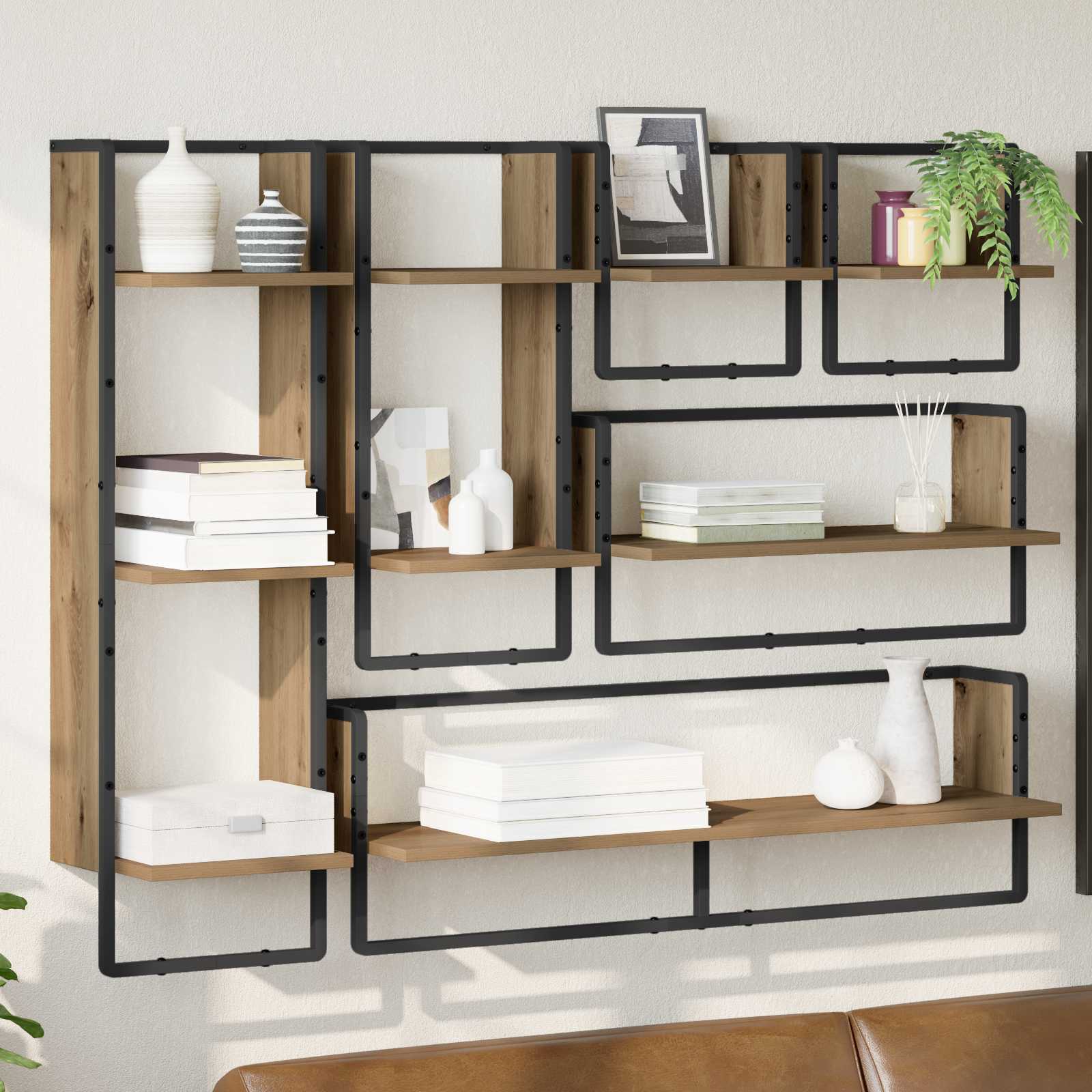 Wandregal-Set 6 stk. Artisan-Eiche 100 x 25 x 30 cm