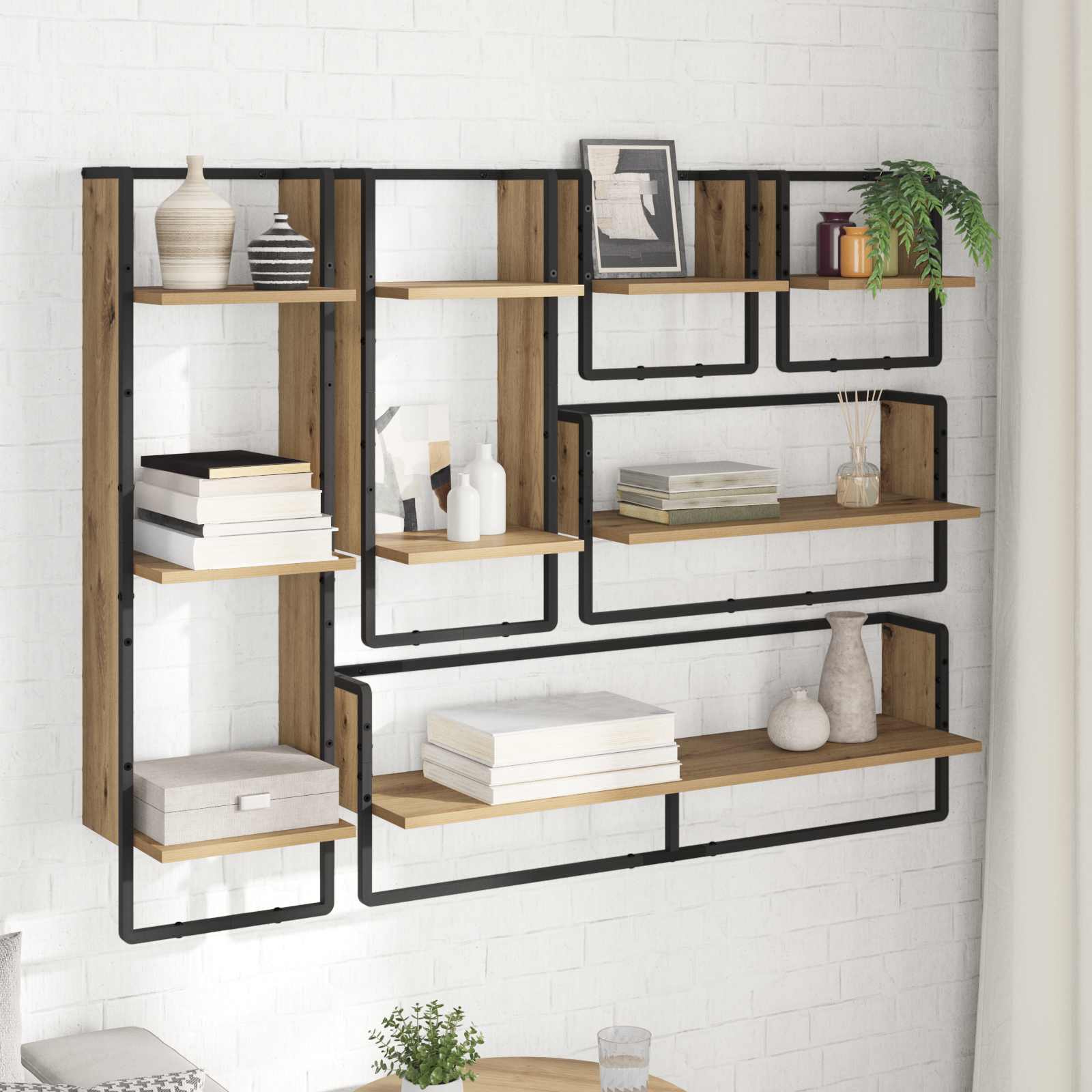 Wandregal-Set 6 stk. Artisan-Eiche 100 x 25 x 30 cm