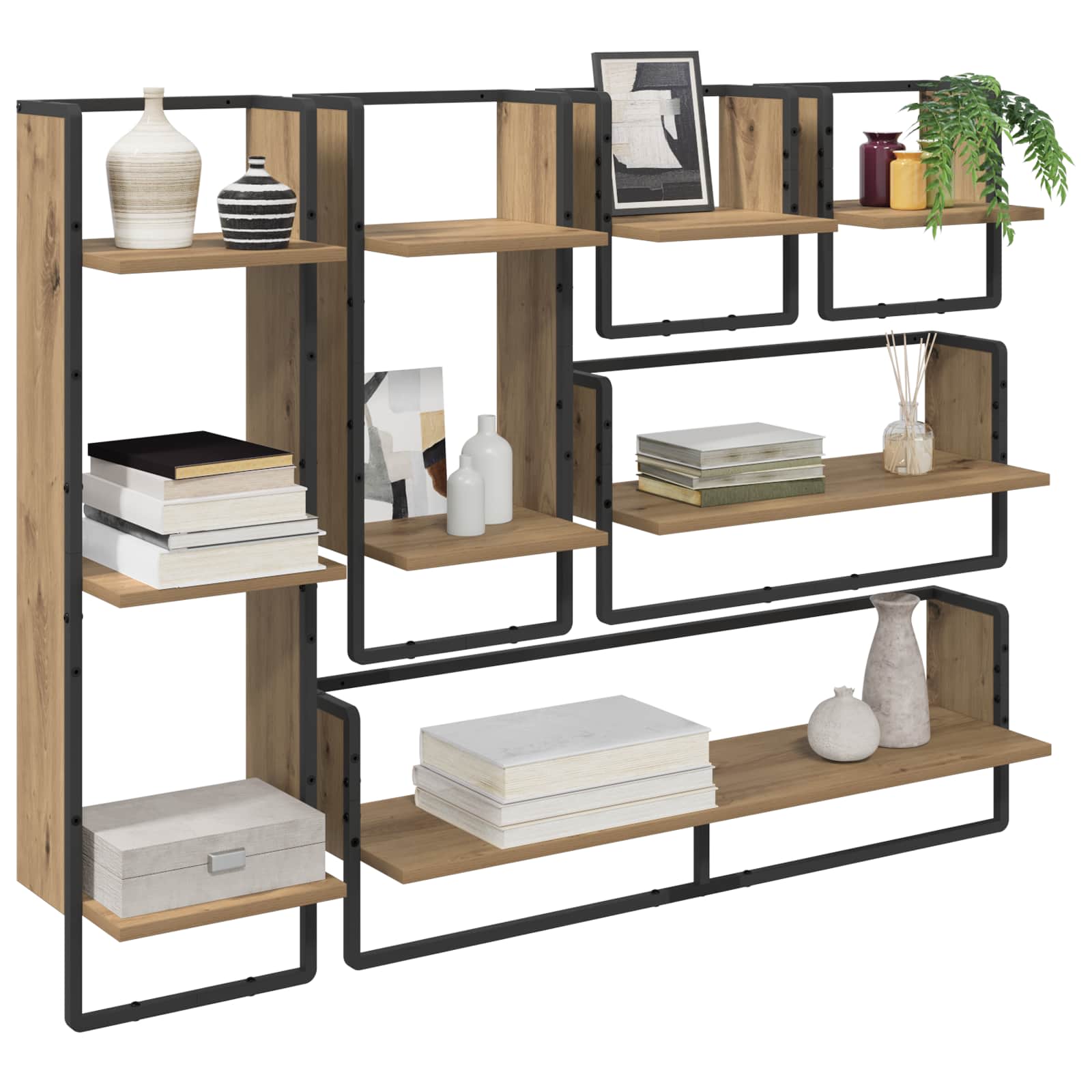 Wandregal-Set 6 stk. Artisan-Eiche 100 x 25 x 30 cm