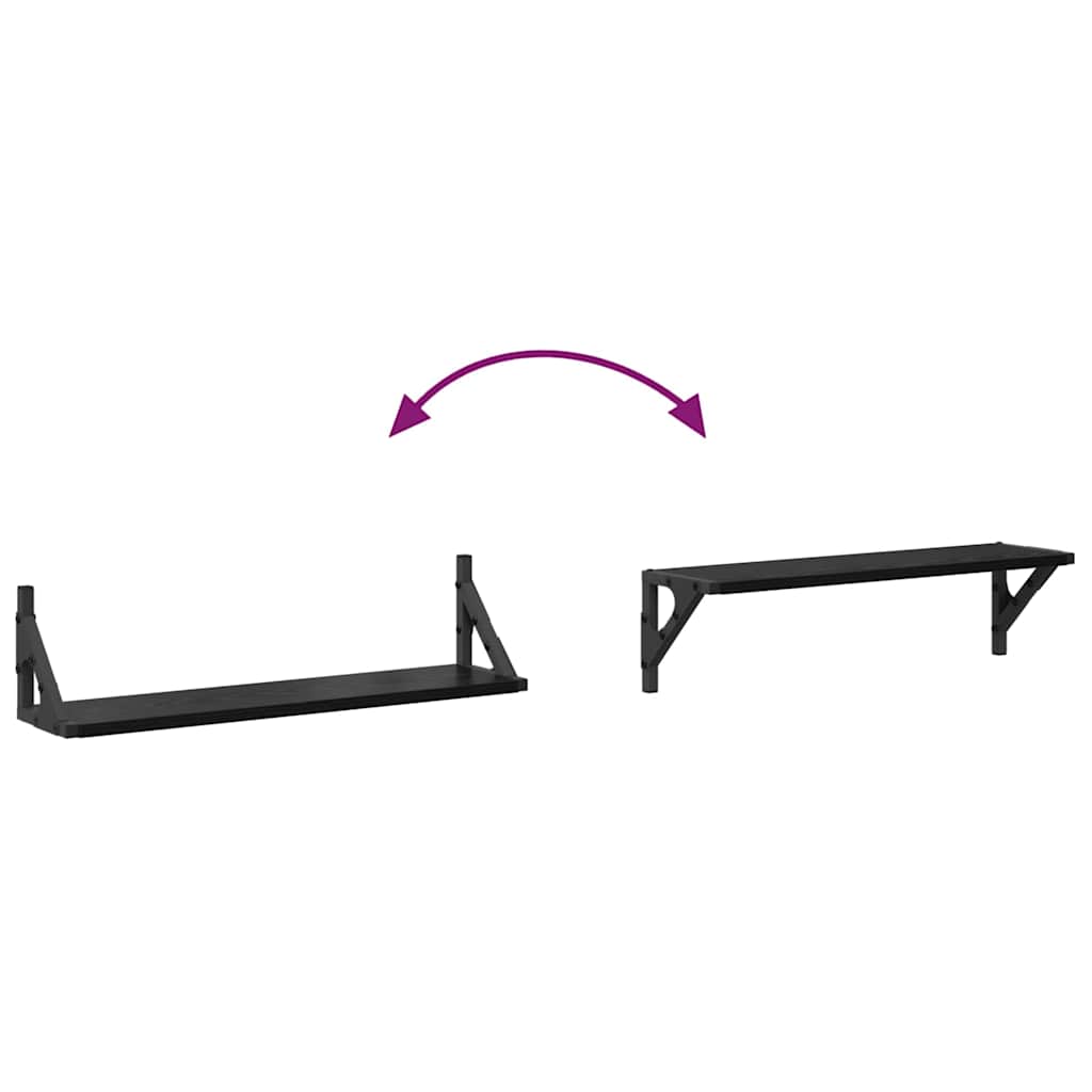 Wandregale 2 stk. Schwarz Eichen-Optik 60 x 15 x 15,5 cm