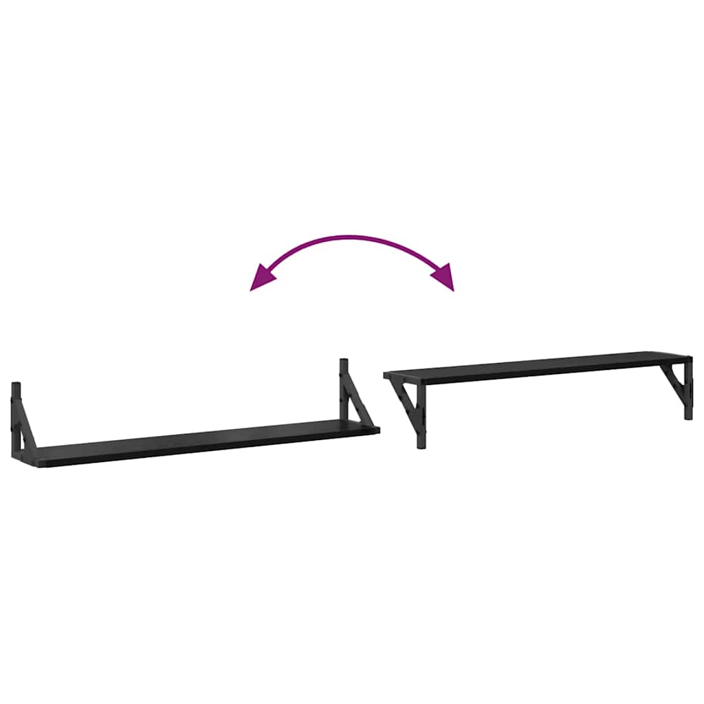 Wandregale 2 stk. Schwarz Eichen-Optik 80 x 15 x 15,5 cm
