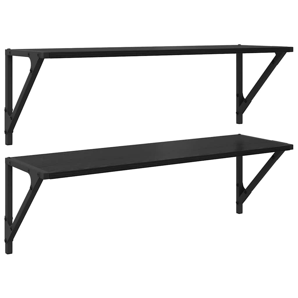 Wandregale 2 stk. Schwarz Eichen-Optik 80 x 25 x 25,5 cm