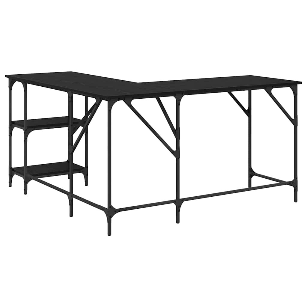 Schreibtisch Schwarz Eichen-Optik 139 x 139 x 75 cm