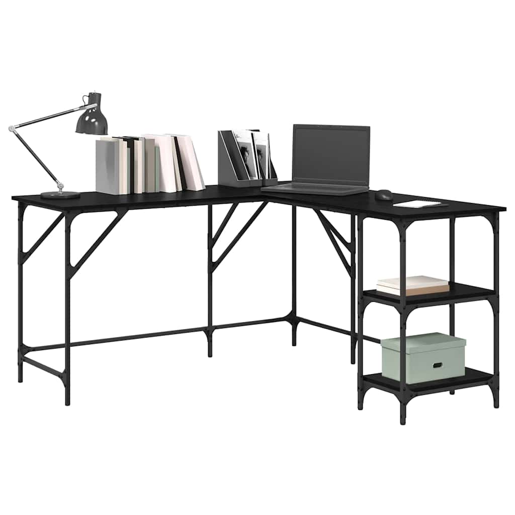 Schreibtisch Schwarz Eichen-Optik 139 x 139 x 75 cm