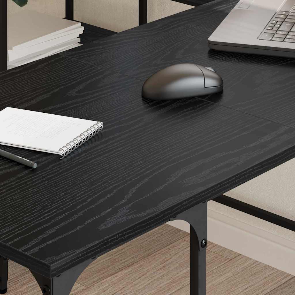 Schreibtisch Schwarz Eichen-Optik 139 x 139 x 75 cm