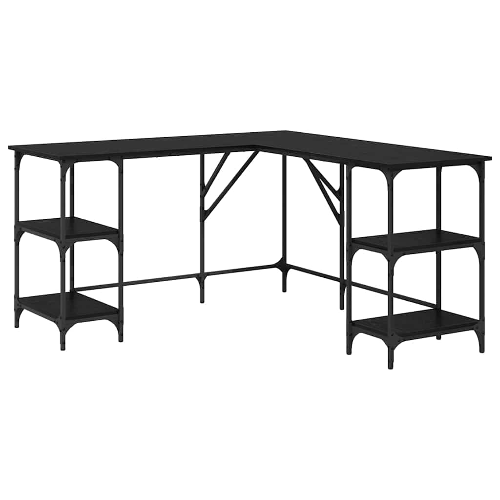 Schreibtisch Schwarz Eichen-Optik 139 x 139 x 75 cm