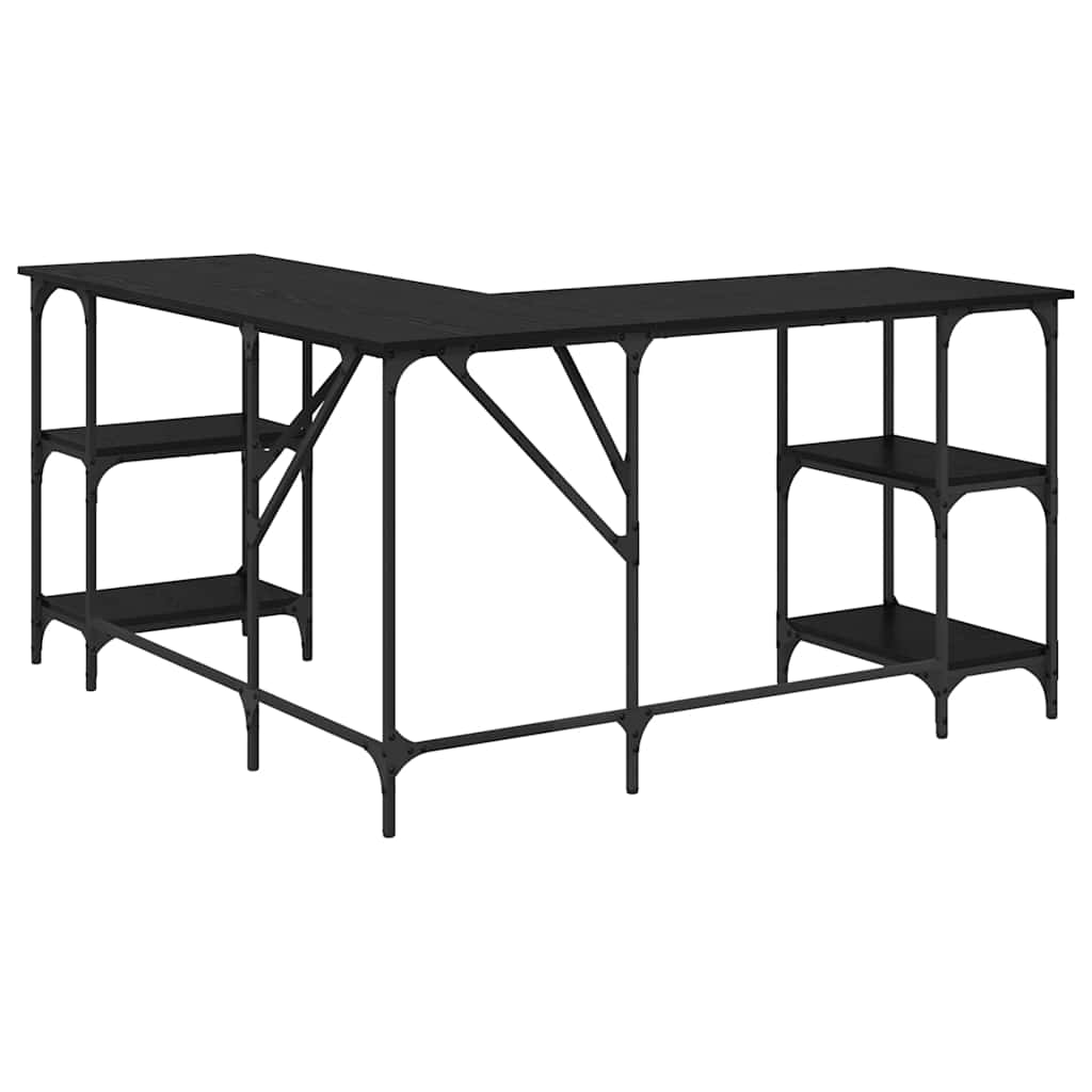 Schreibtisch Schwarz Eichen-Optik 139 x 139 x 75 cm