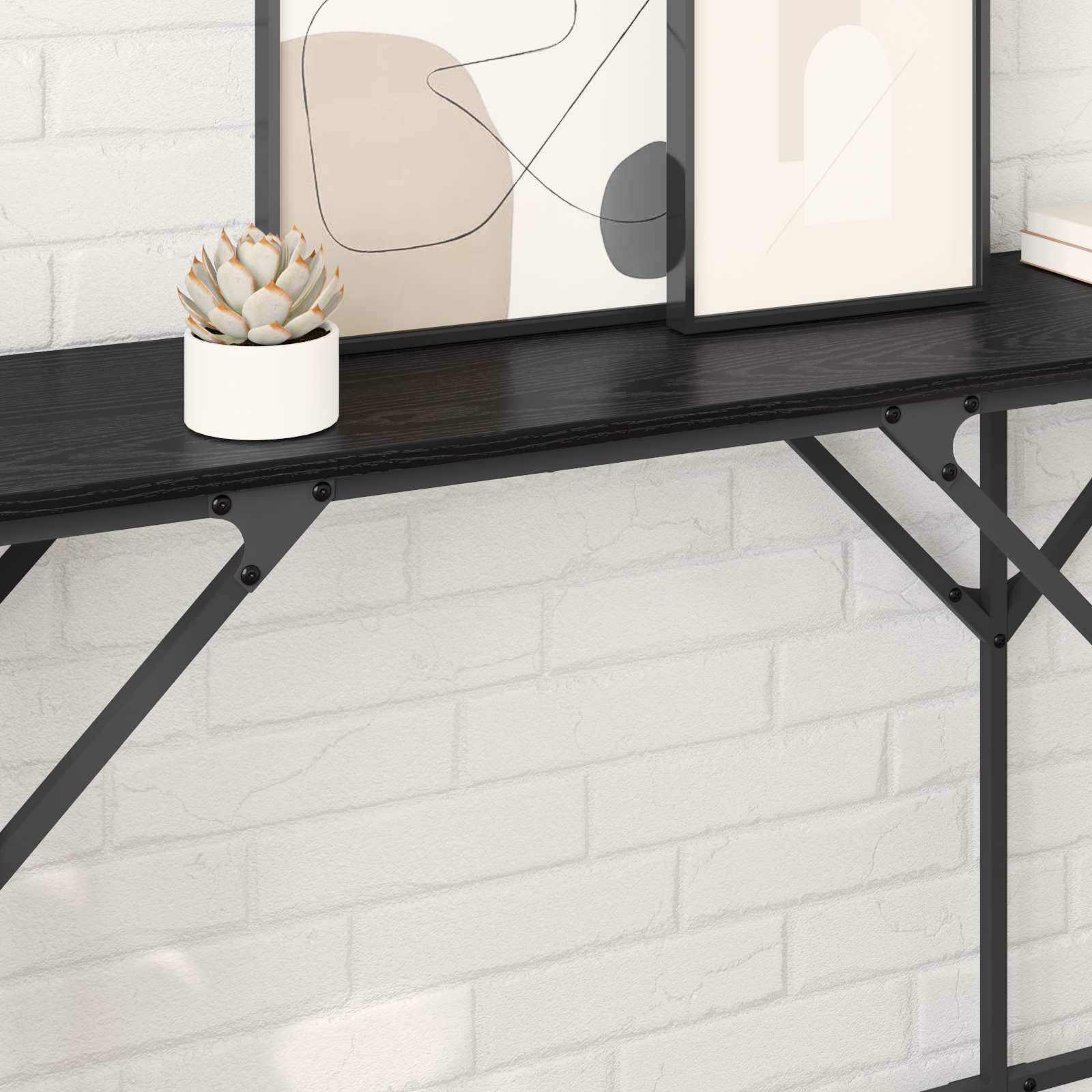 Konsolentisch Schwarz Eichen-Optik 180 x 30 x 75 cm