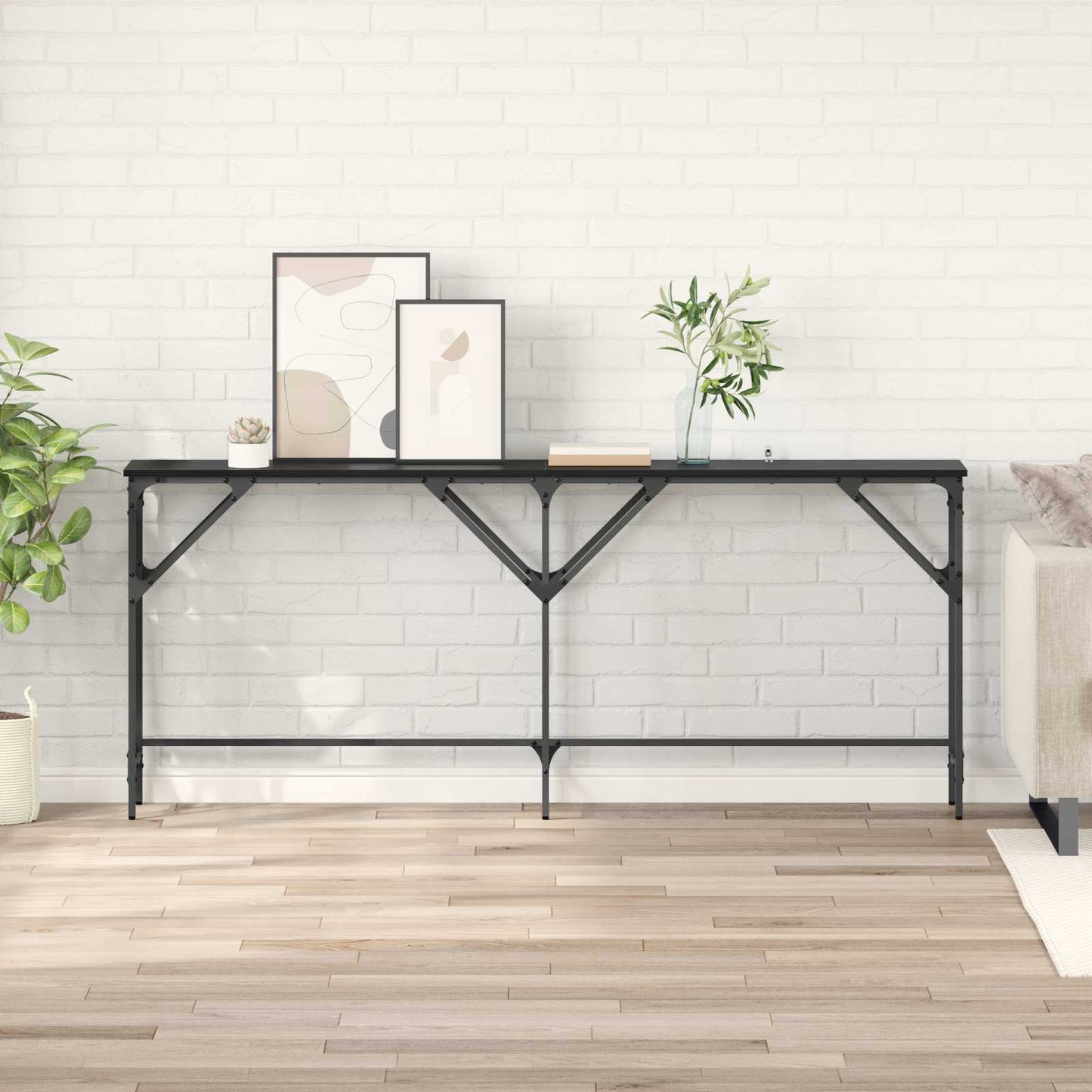 Konsolentisch Schwarz Eichen-Optik 180 x 30 x 75 cm