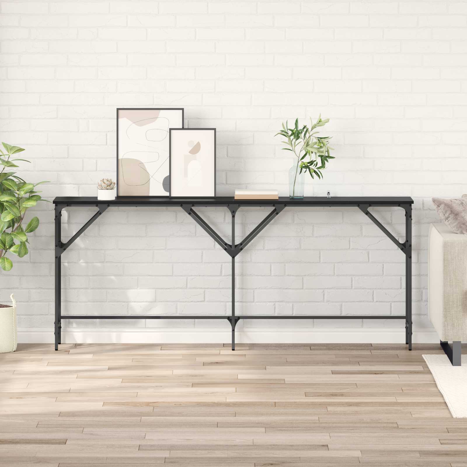 Konsolentisch Schwarz Eichen-Optik 180 x 30 x 75 cm