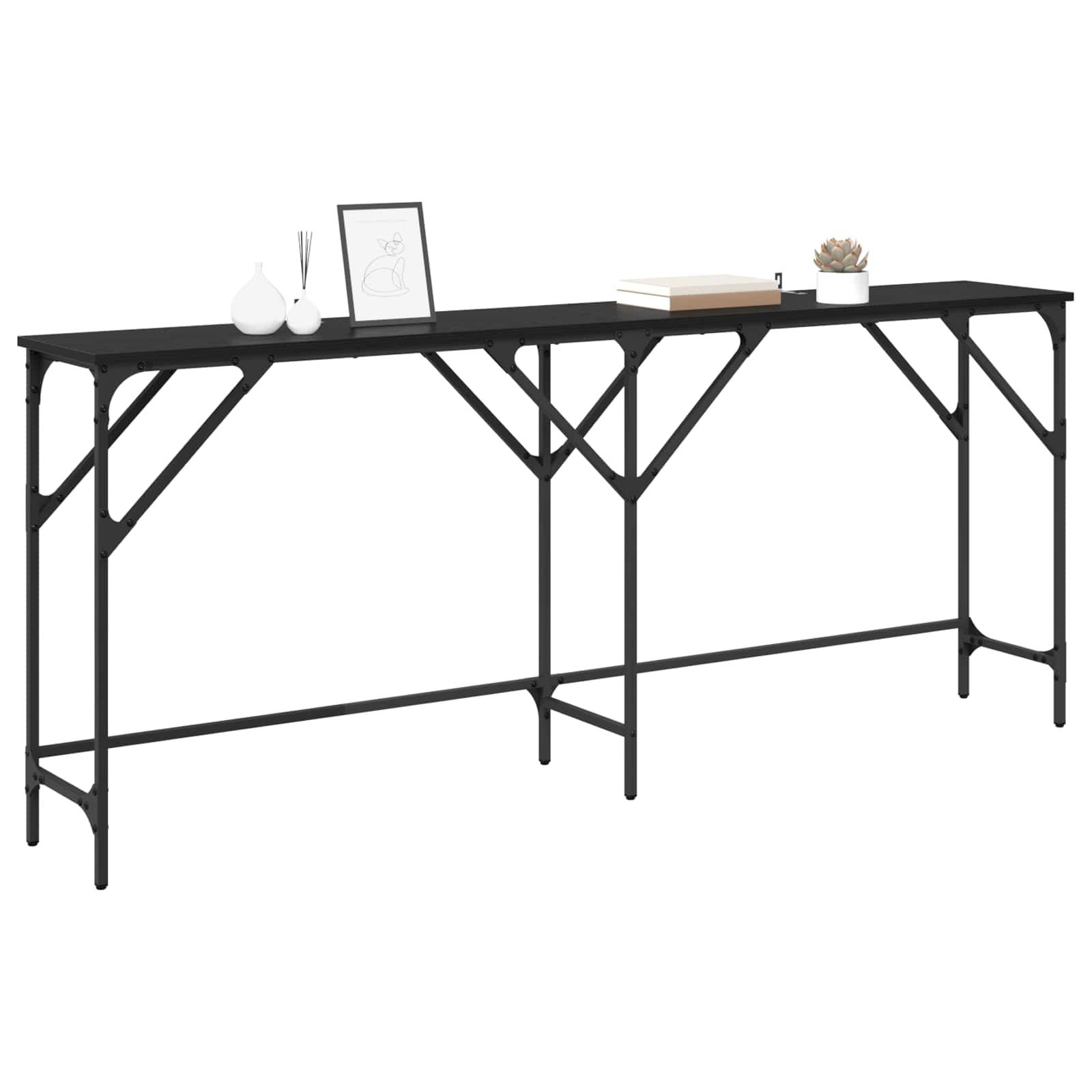 Konsolentisch Schwarz Eichen-Optik 180 x 30 x 75 cm