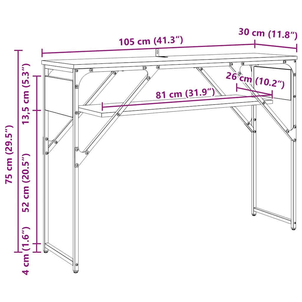 Konsolentisch Altholz Holzwerkstoff 105x30x75cm