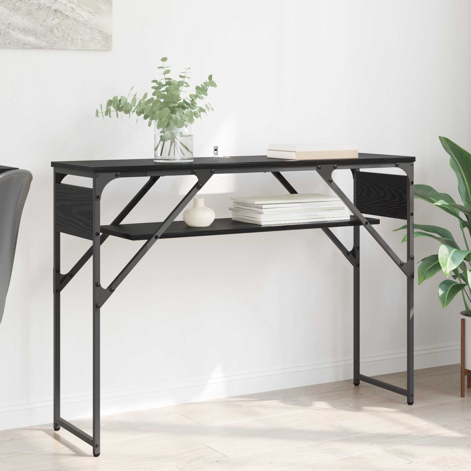 Konsolentisch Schwarz Eichen-Optik Holzwerkstoff 105x30x75cm