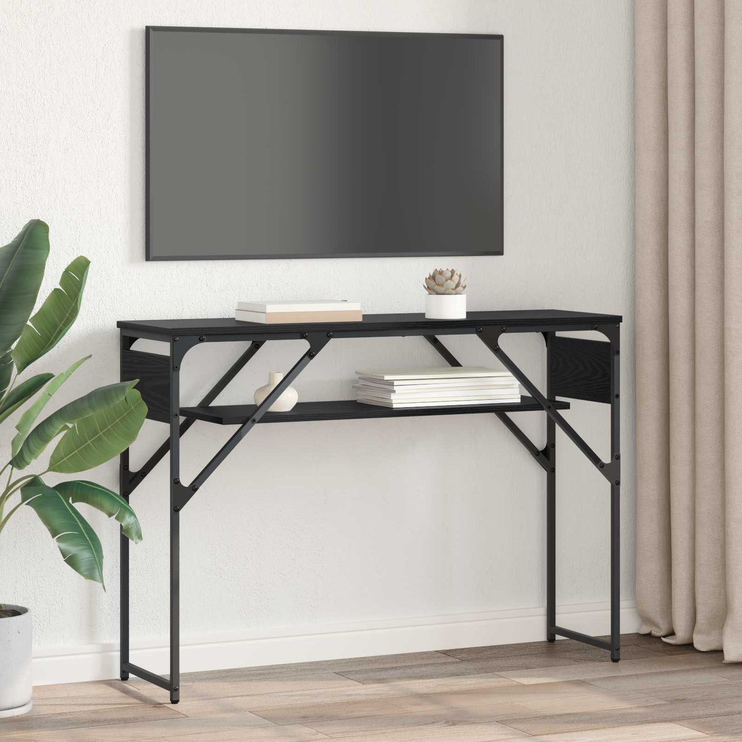 Konsolentisch Schwarz Eichen-Optik Holzwerkstoff 105x30x75cm