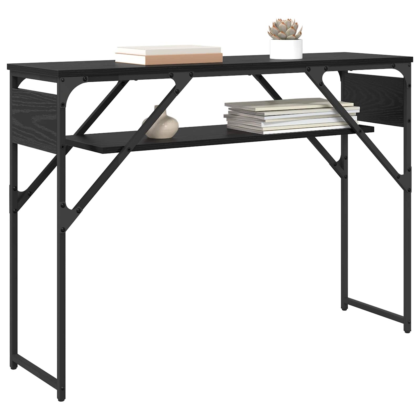 Konsolentisch Schwarz Eichen-Optik Holzwerkstoff 105x30x75cm
