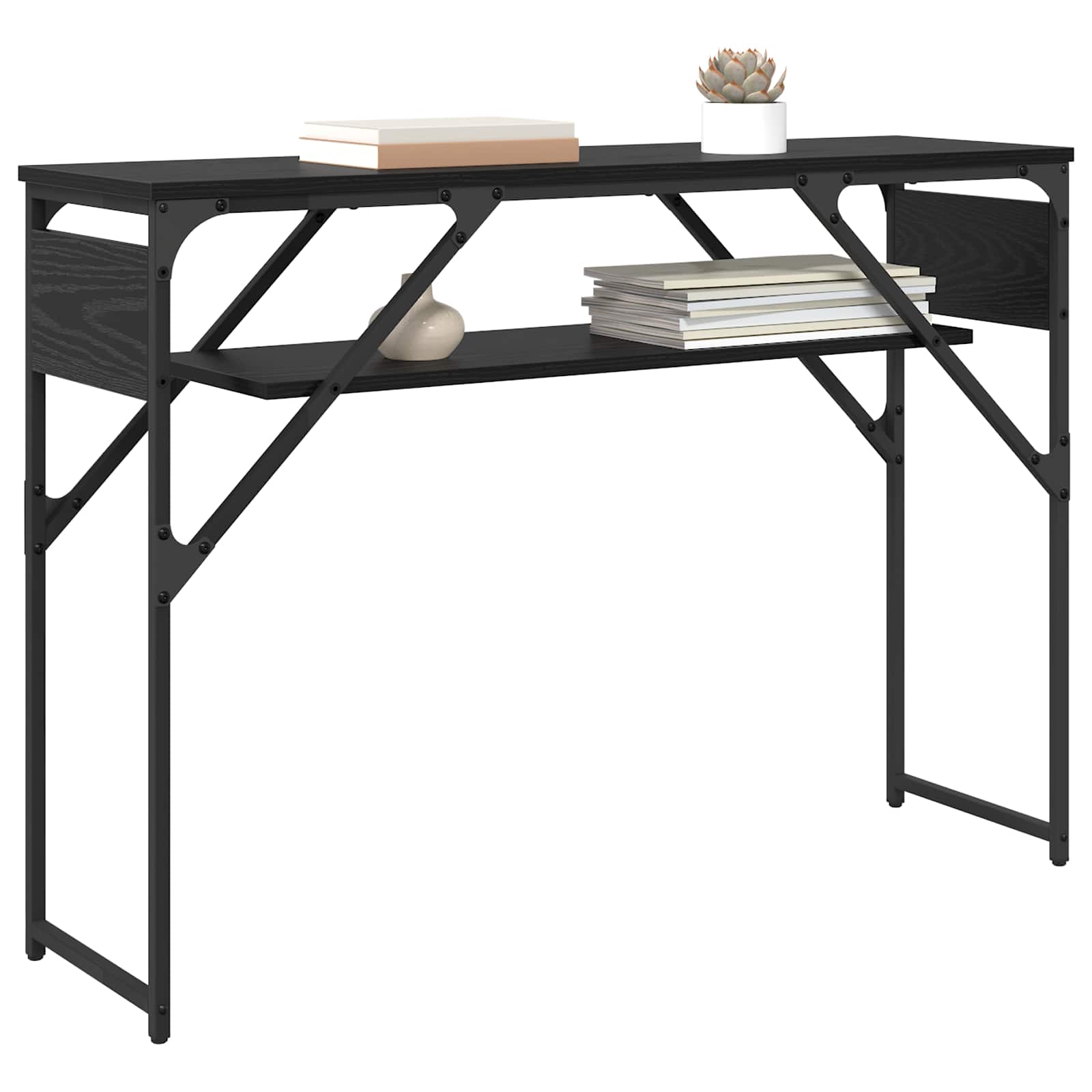 Konsolentisch Schwarz Eichen-Optik Holzwerkstoff 105x30x75cm