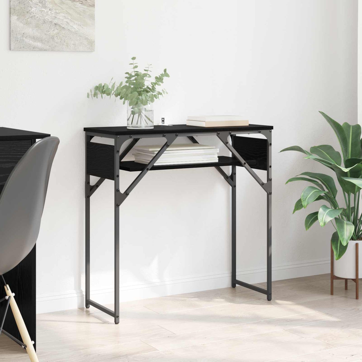 Konsolentisch Schwarz Eichen-Optik Holzwerkstoff 75x30x75cm