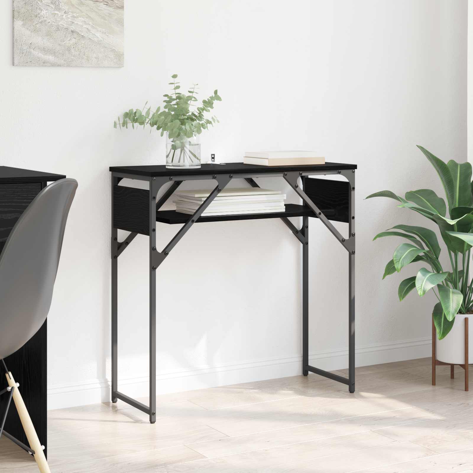 Konsolentisch Schwarz Eichen-Optik Holzwerkstoff 75x30x75cm