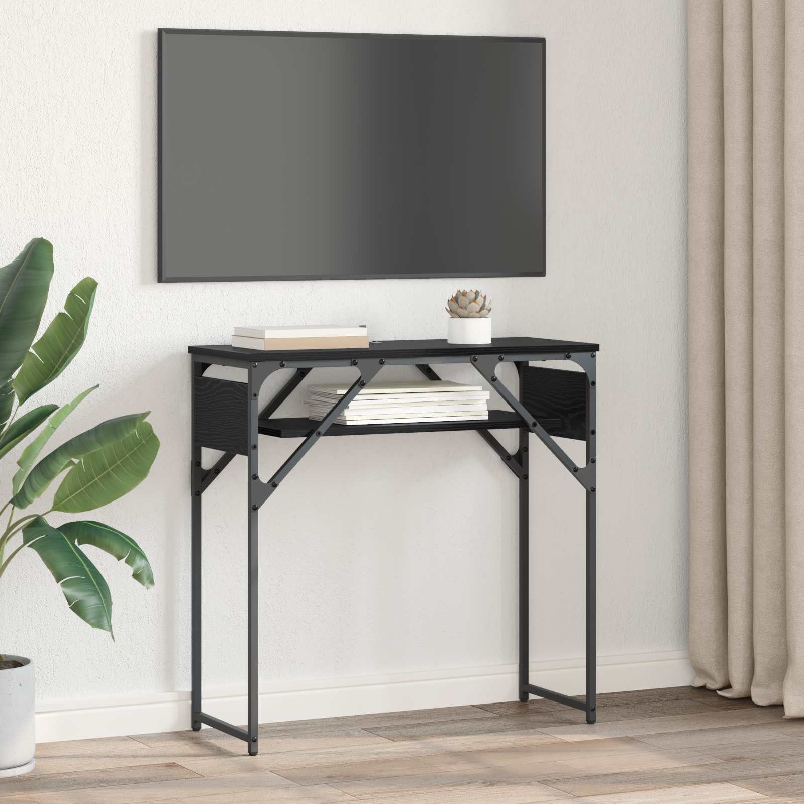 Konsolentisch Schwarz Eichen-Optik Holzwerkstoff 75x30x75cm