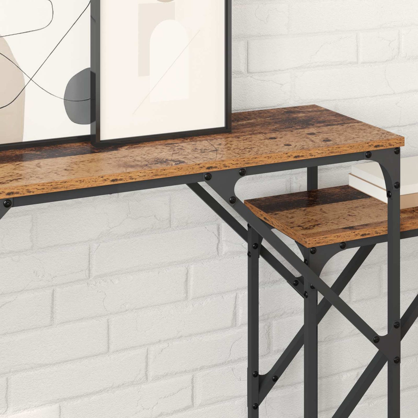 Konsolentisch 2 stk. Altholz 100 x 28 x 75 cm Holzwerkstoff