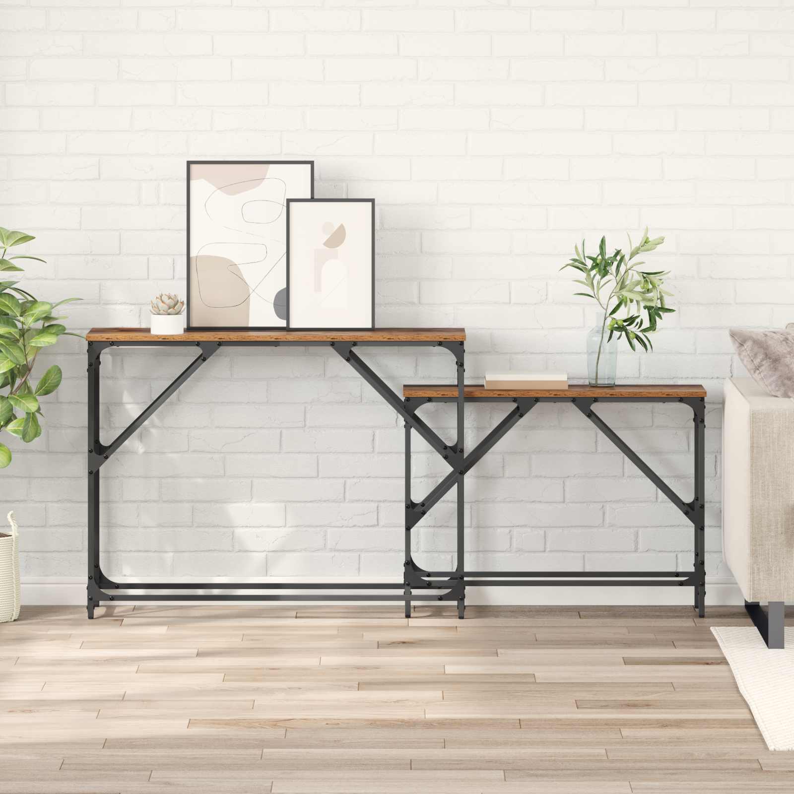 Konsolentisch 2 stk. Altholz 100 x 28 x 75 cm Holzwerkstoff