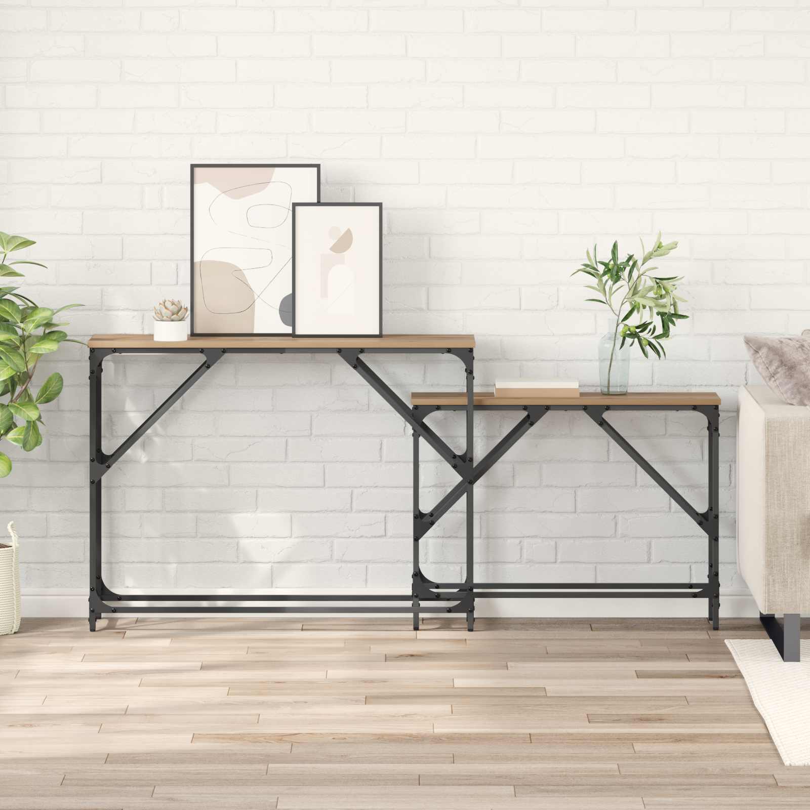 Konsolentisch 2 stk. Artisan-Eiche 100 x 28 x 75 cm