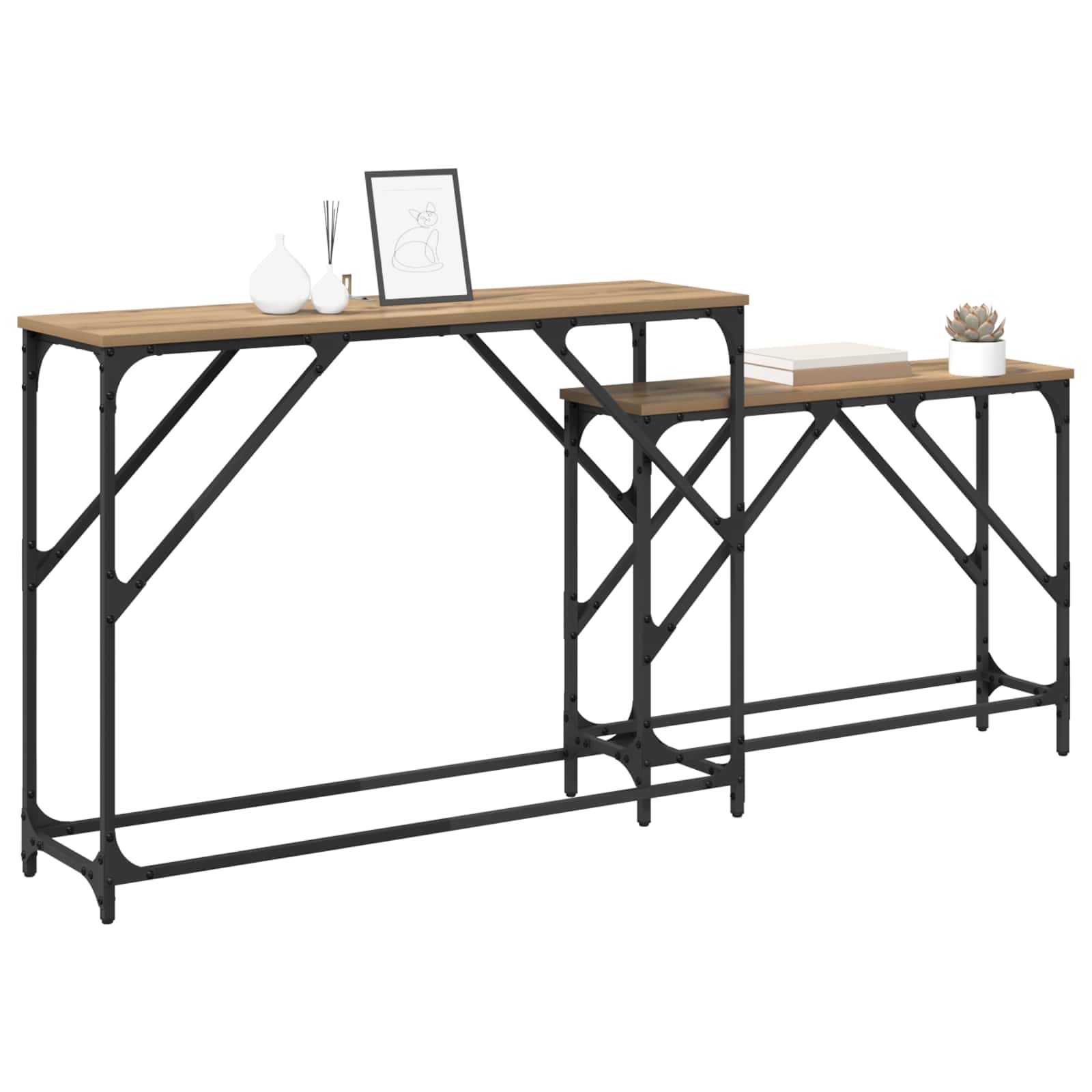 Konsolentisch 2 stk. Artisan-Eiche 100 x 28 x 75 cm