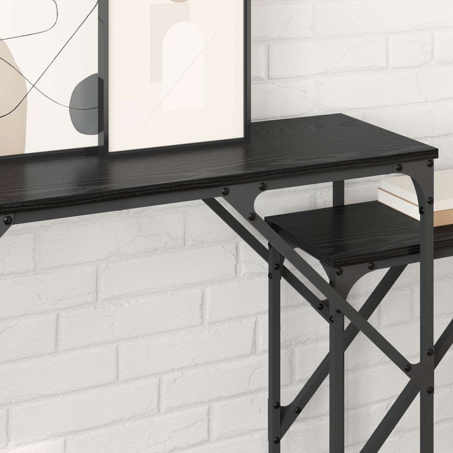 Konsolentisch 2 Stk. Schwarz Eichen-Optik 100 x 28 x 75 cm