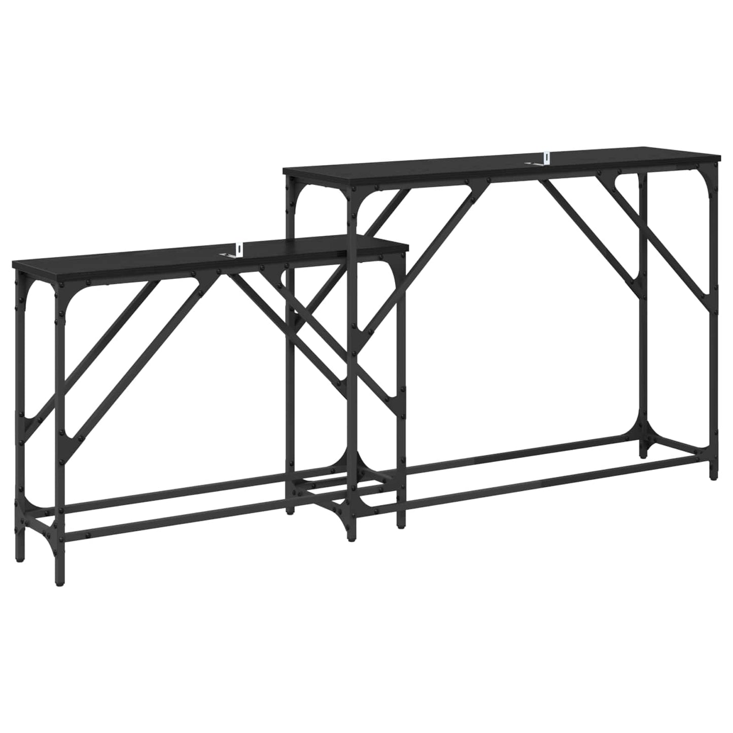 Konsolentisch 2 Stk. Schwarz Eichen-Optik 100 x 28 x 75 cm