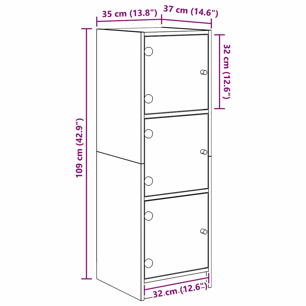 Highboard Artisan-Eiche 35 x 37 x 109 cm Holzwerkstoff